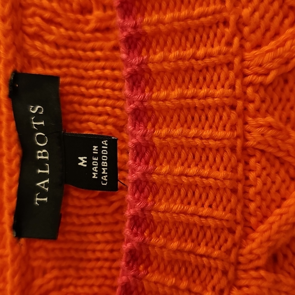 Talbots Women's Orange Striped Sweater - Picture 3 of 8
